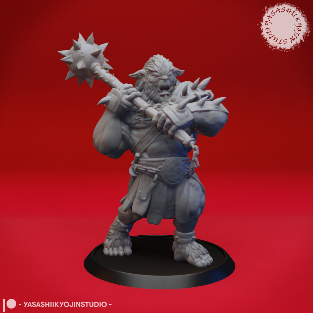Bugbear - Mace - 3D Printed Mini for Tabletop Gaming, Dungeons and Dragons, Pathfinder, Kings of War and other RPG's