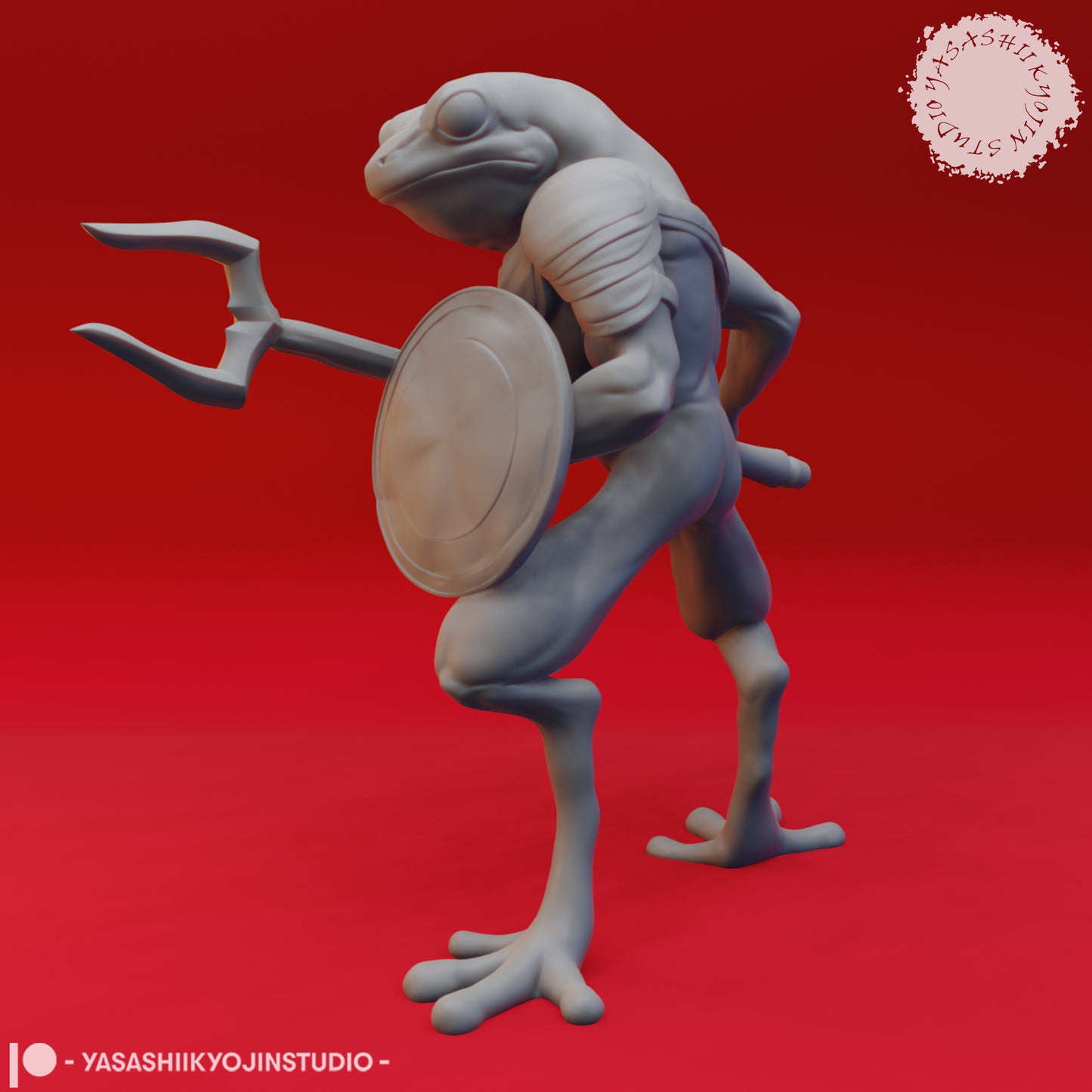 Bullywug - Trident - 3D Printed Mini for Tabletop Gaming, Dungeons and Dragons, Pathfinder, Kings of War and other RPG's