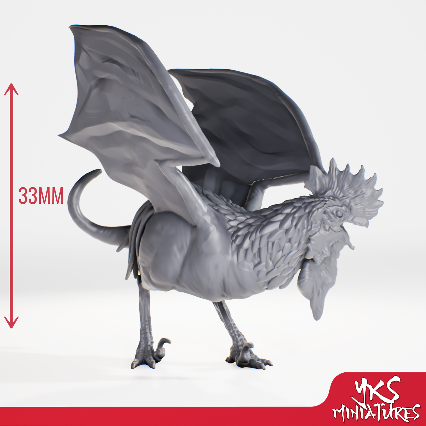 Cockatrice - 3D Printed Mini for Tabletop Gaming, Dungeons and Dragons, Pathfinder, Kings of War and other RPG's