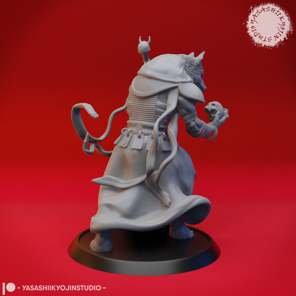 Coyote Necromancer - 3D Printed Mini for Tabletop Gaming, Dungeons and Dragons, Pathfinder, Kings of War and other RPG's