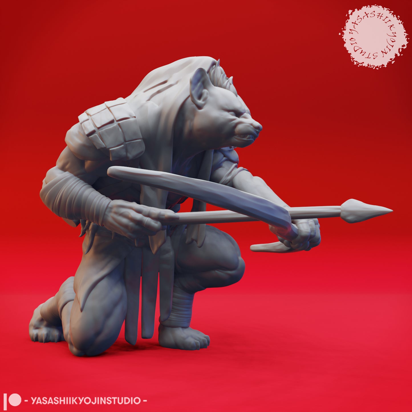 Gnoll - Archer - 3D Printed Mini for Tabletop Gaming, Dungeons and Dragons, Pathfinder, Kings of War and other RPG's