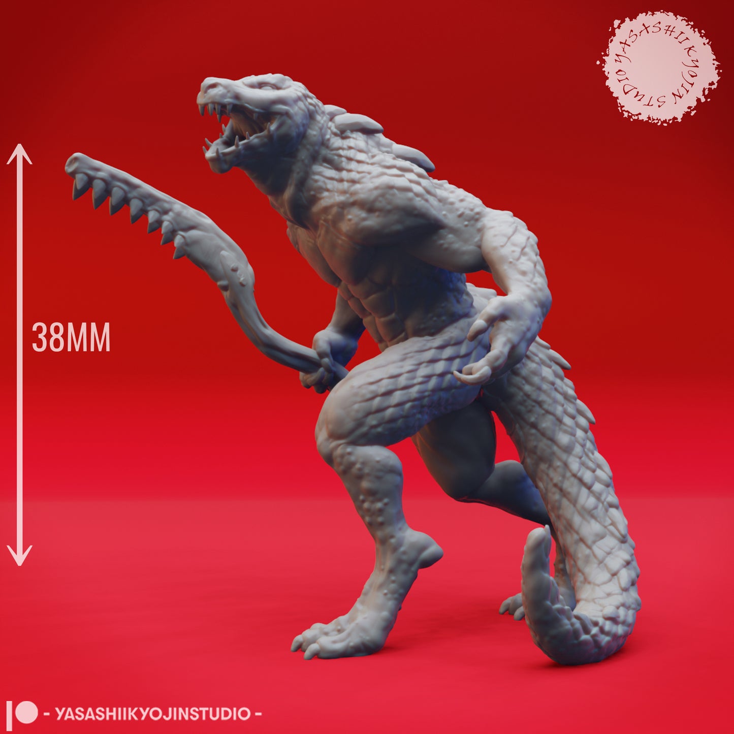 Lizardfolk - Brute - Tabletop Miniature (Pre-Supported STL)