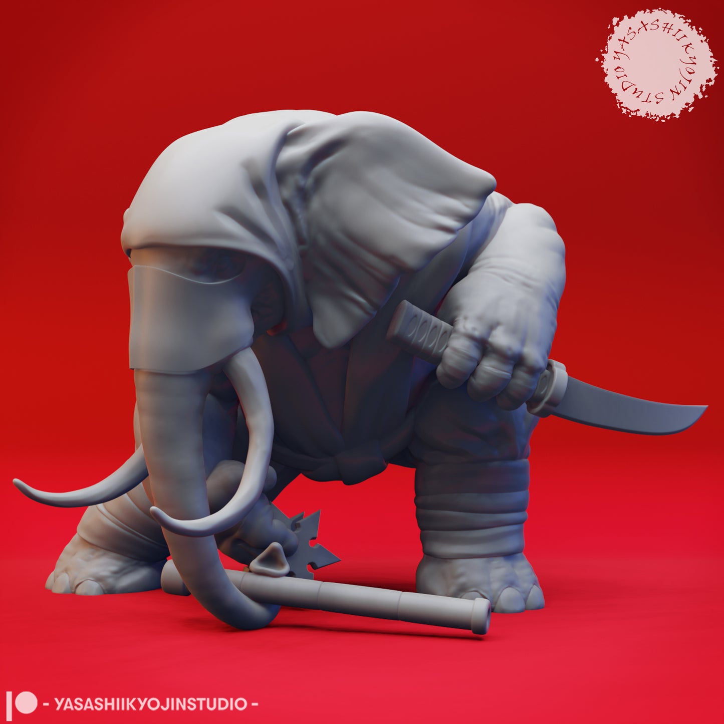 Loxodon Ninja - 3D Printed Mini for Tabletop Gaming, Dungeons and Dragons, Pathfinder, Kings of War and other RPG's
