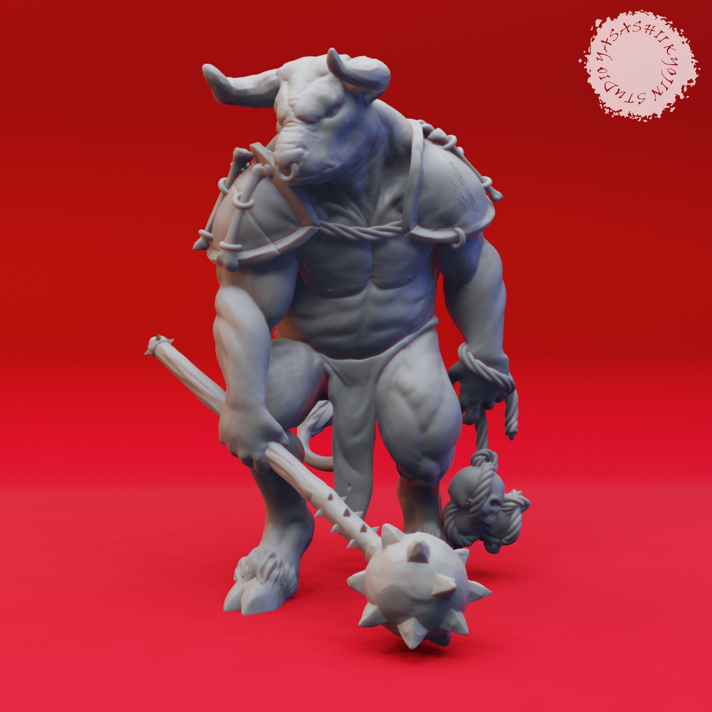 Minotaur - Mace - 3D Printed Mini for Tabletop Gaming, Dungeons and Dragons, Pathfinder, Kings of War and other RPG's