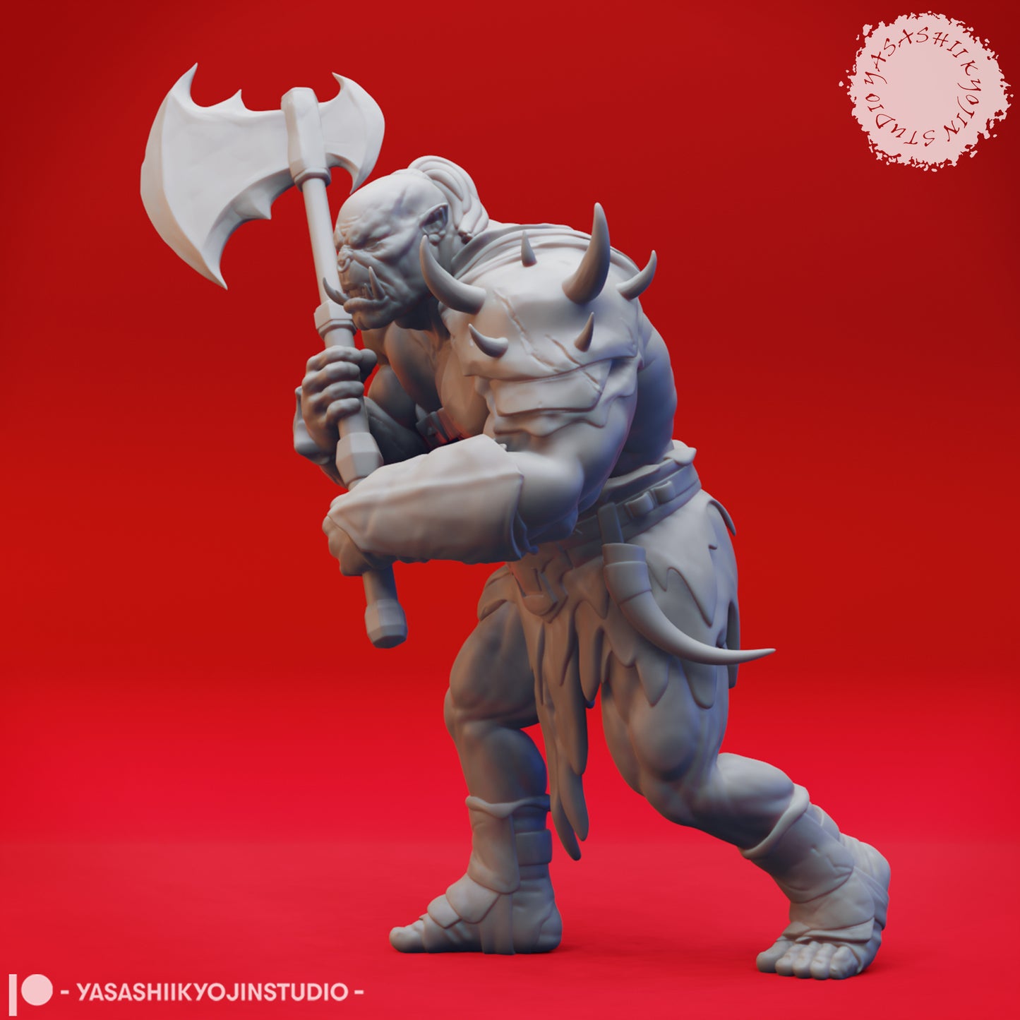Orc - Axe - 3D Printed Mini for Tabletop Gaming, Dungeons and Dragons, Pathfinder, Kings of War and other RPG's