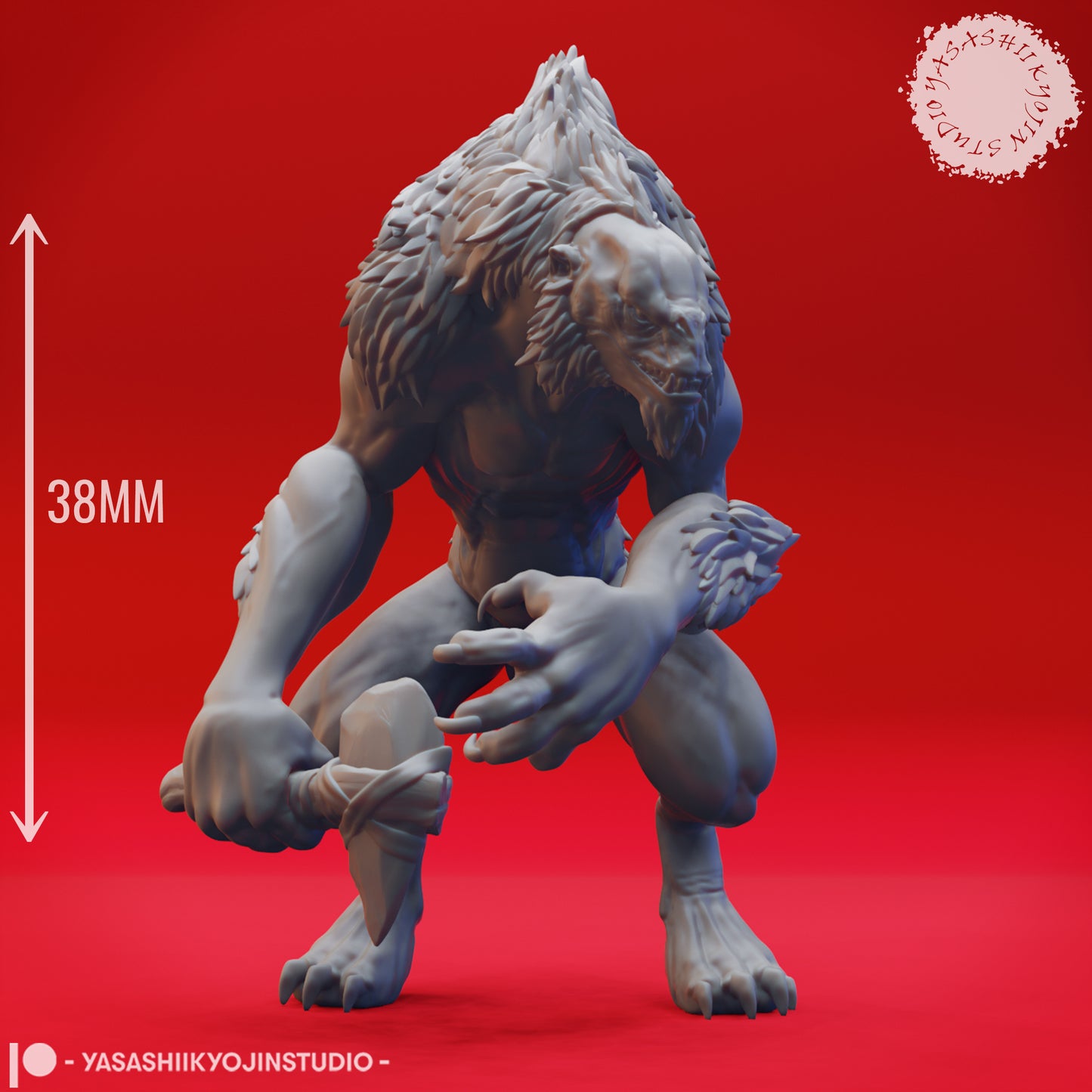 Quaggoth - Stone Hatchet - Tabletop Miniatures (Pre-Supported STL)