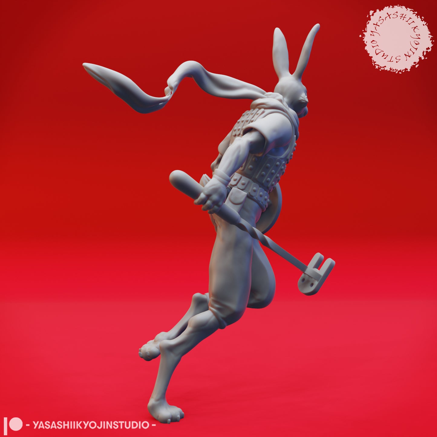 Rabbitfolk - Fighter - 3D Printed Mini for Tabletop Gaming, Dungeons and Dragons, Pathfinder, Kings of War and other RPG's