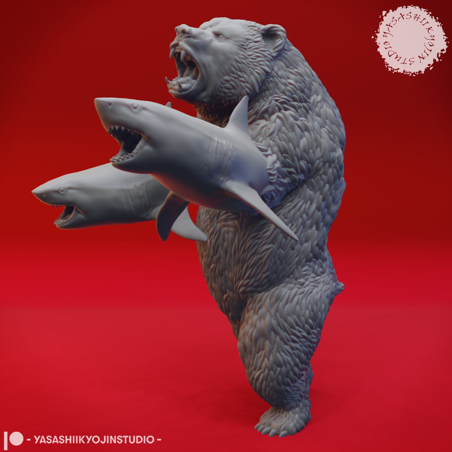 Sharkenbear - 3D Printed Mini for Tabletop Gaming, Dungeons and Dragons, Pathfinder, Kings of War and other RPG's
