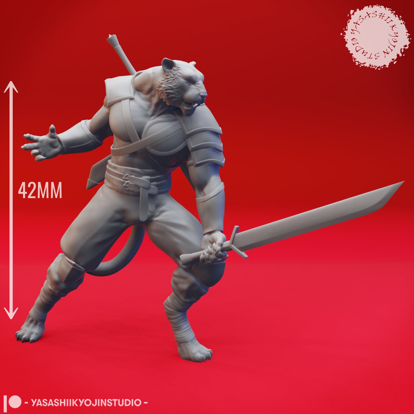 Tabaxi - Barbarian - Tabletop Miniature (Pre-Supported STL)