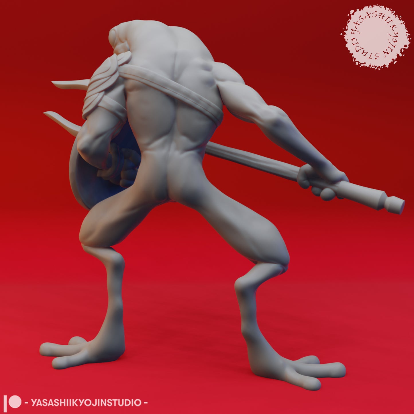 Bullywug - Trident - Tabletop Miniature (Pre-Supported STL)
