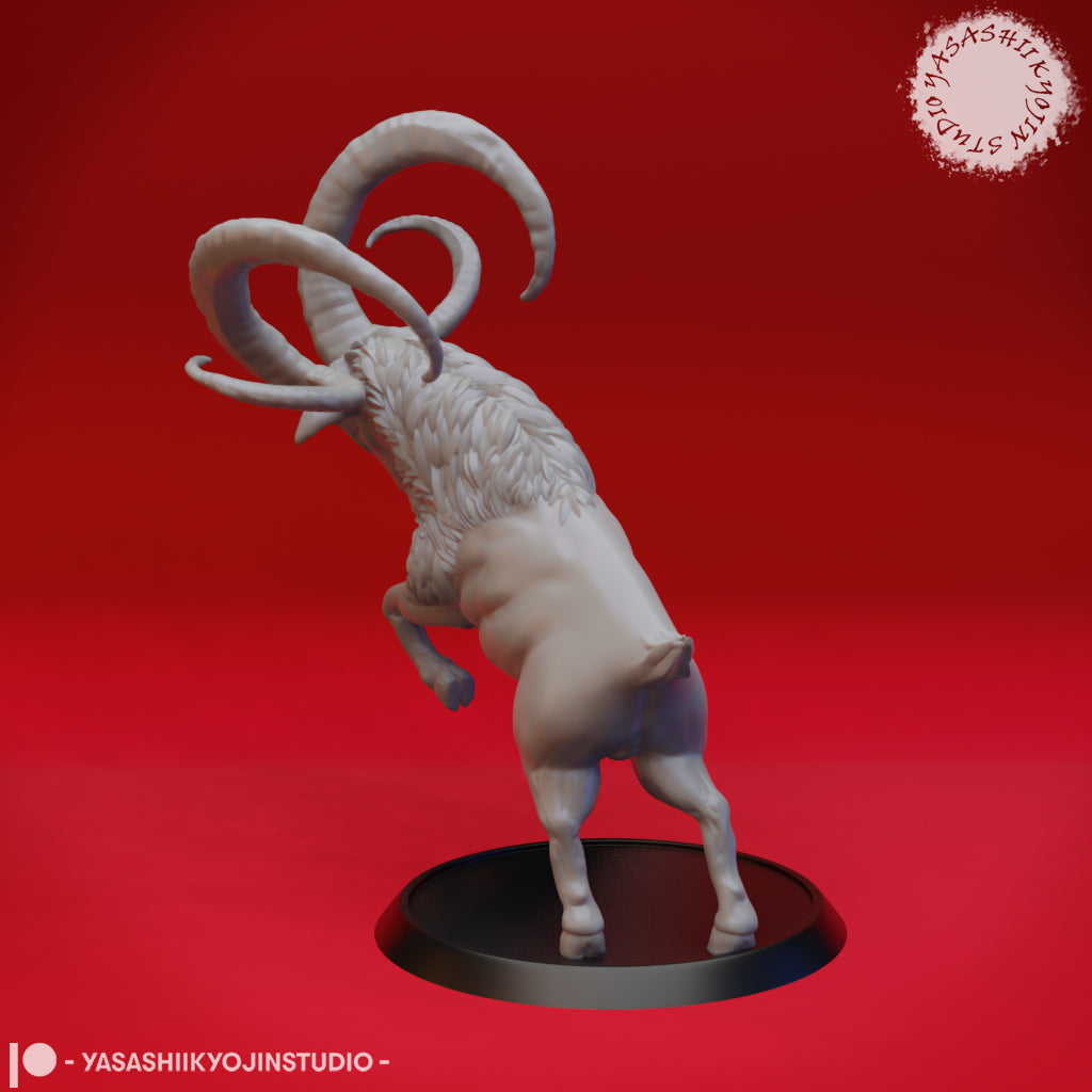 Giant Goat - Reaing - Tabletop Miniature (Pre-Supported STL)