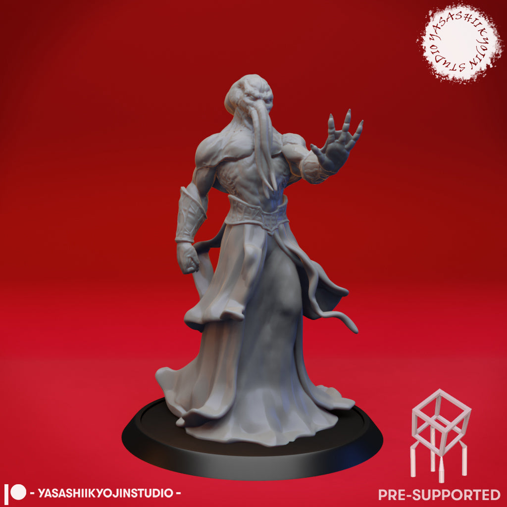 Mind Flayer - Sorceror - Tabletop MIniature (Pre-Supported STL)