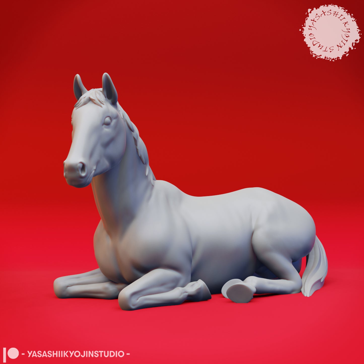 Horse - Laying - 3D Printed Mini for Tabletop Gaming, Dungeons and Dragons, Pathfinder, Kings of War and other RPG's