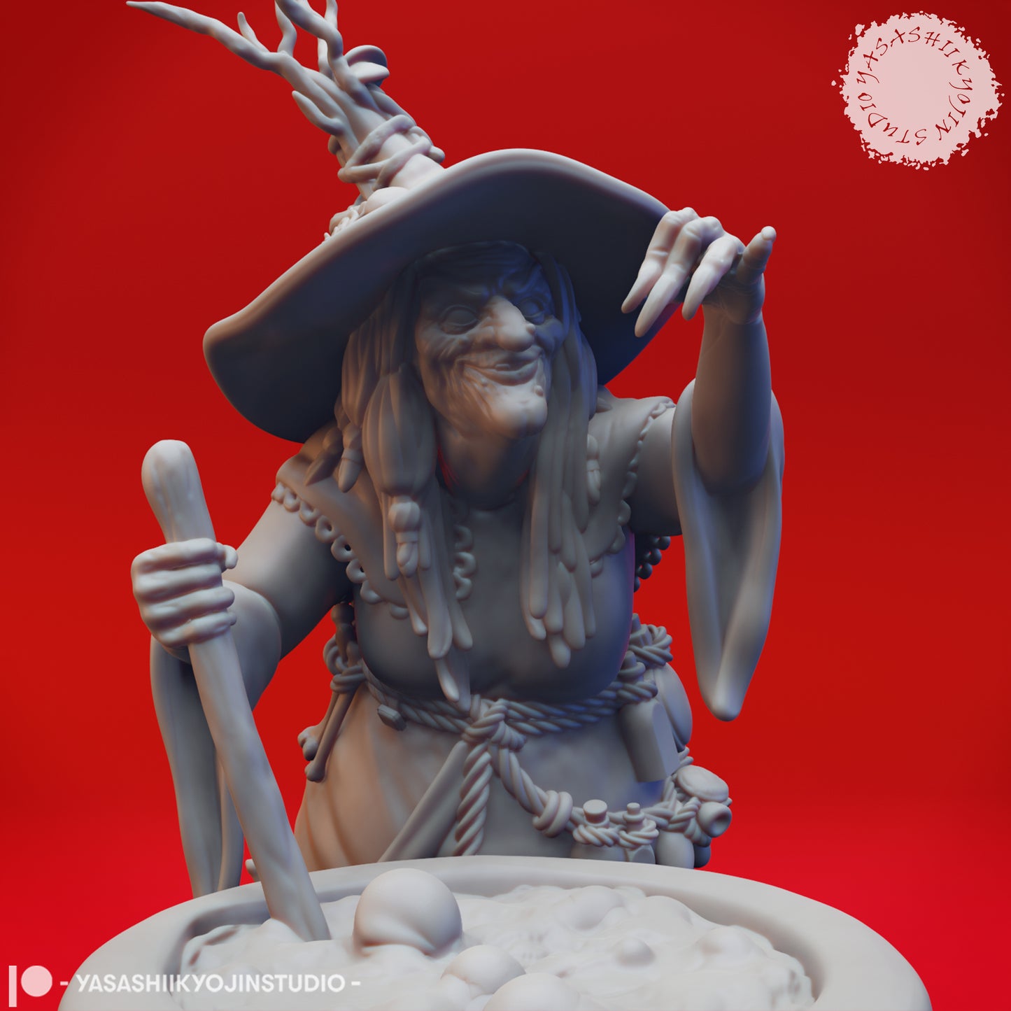 Barovian Witch - Cauldron - 3D Printed Mini for Tabletop Gaming, Dungeons and Dragons, Pathfinder, Kings of War and other RPG's