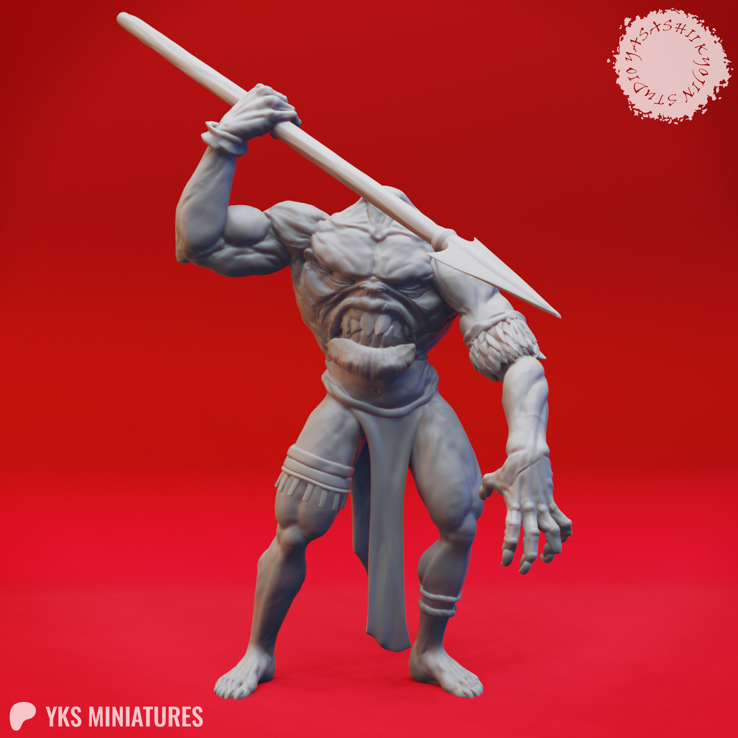 Blemmye - Spear - 3D Printed Mini for Tabletop Gaming, Dungeons and Dragons, Pathfinder, Kings of War and other RPG's