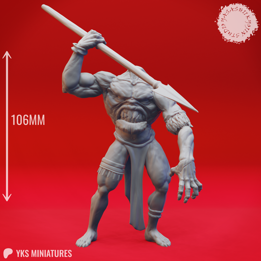 Blemmye - Spear - 3D Printed Mini for Tabletop Gaming, Dungeons and Dragons, Pathfinder, Kings of War and other RPG's