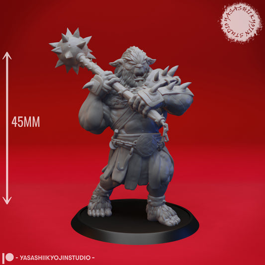 Bugbear - Mace - 3D Printed Mini for Tabletop Gaming, Dungeons and Dragons, Pathfinder, Kings of War and other RPG's