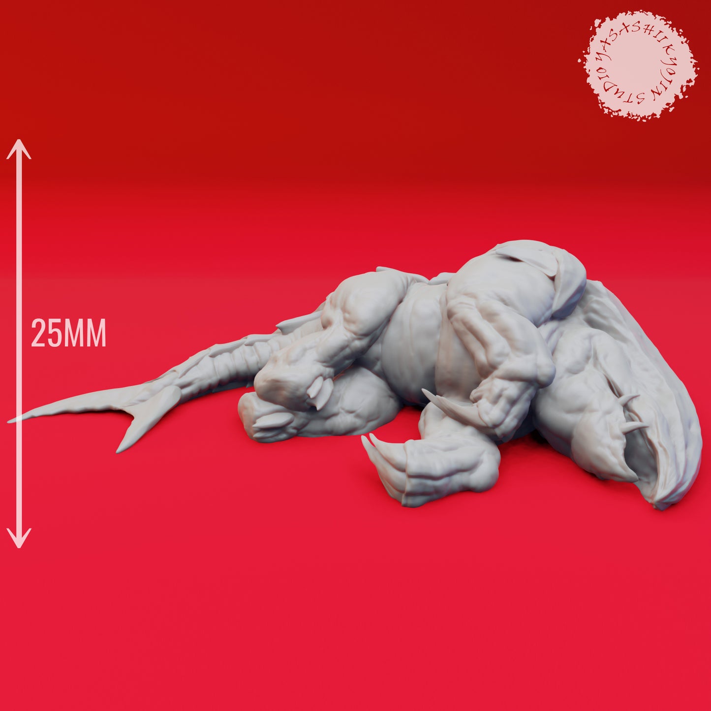 Bulette - Defeated - Tabletop Miniature (Pre-Supported STL)