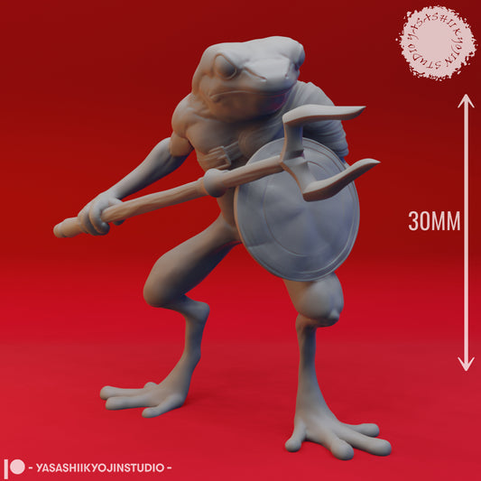 Bullywug - Trident - 3D Printed Mini for Tabletop Gaming, Dungeons and Dragons, Pathfinder, Kings of War and other RPG's