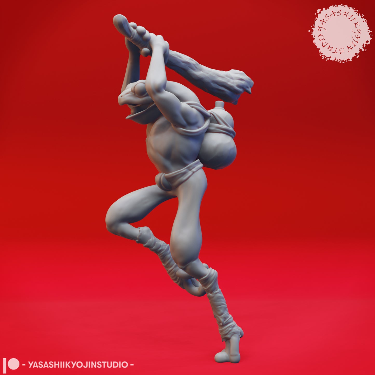 Bullywug - Club - Tabletop Miniature (Pre-Supported STL)
