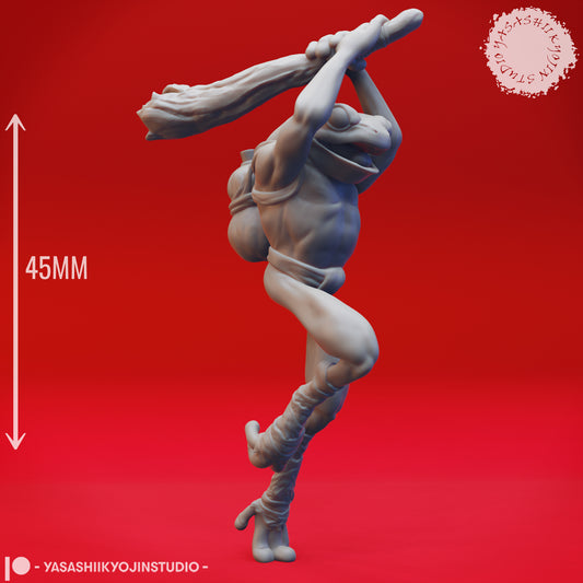 Bullywug - Club - 3D Printed Mini for Tabletop Gaming, Dungeons and Dragons, Pathfinder, Kings of War and other RPG's
