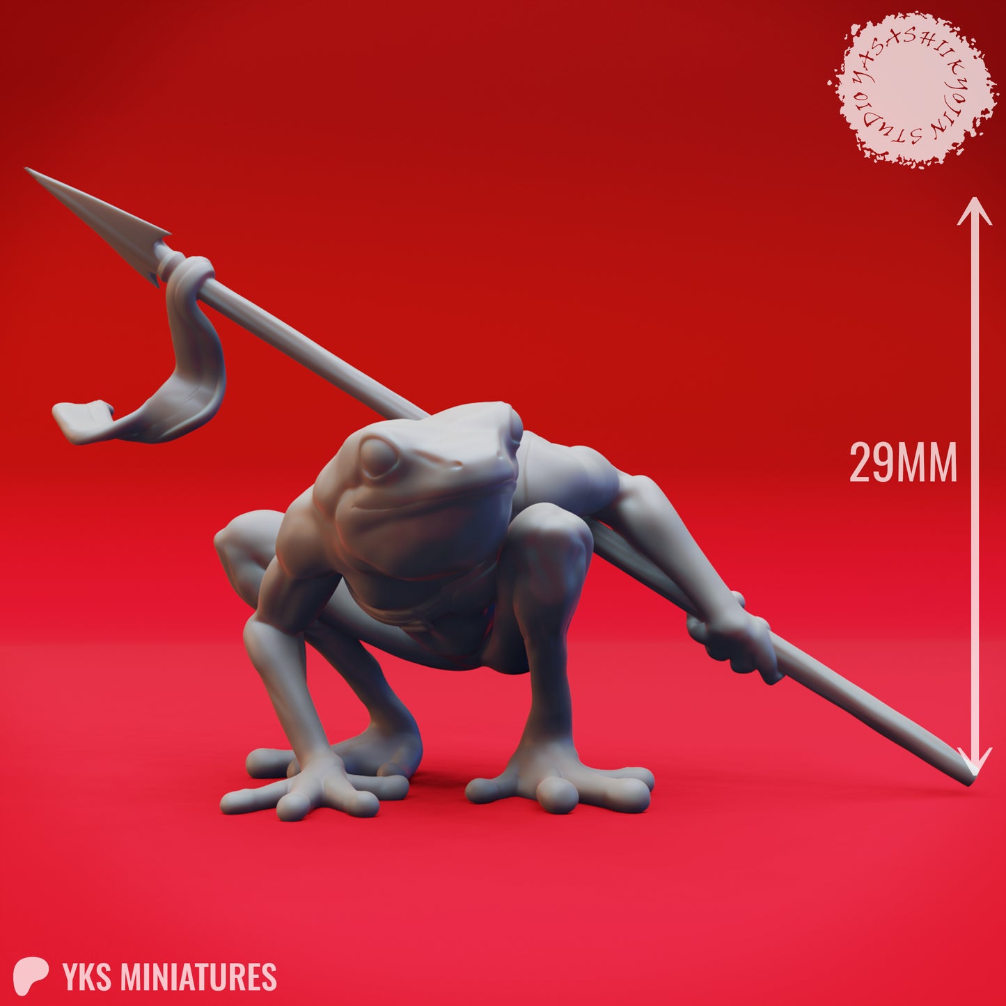Bullywug - Spear - 3D Printed Mini for Tabletop Gaming, Dungeons and Dragons, Pathfinder, Kings of War and other RPG's