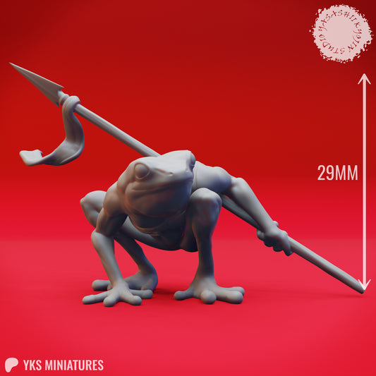 Bullywug - Spear - 3D Printed Mini for Tabletop Gaming, Dungeons and Dragons, Pathfinder, Kings of War and other RPG's