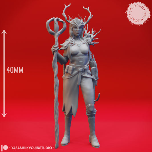 Druid - Lvl 10 - Human Female - 3D Printed Mini for Tabletop Gaming, Dungeons and Dragons, Pathfinder, Kings of War and other RPG's