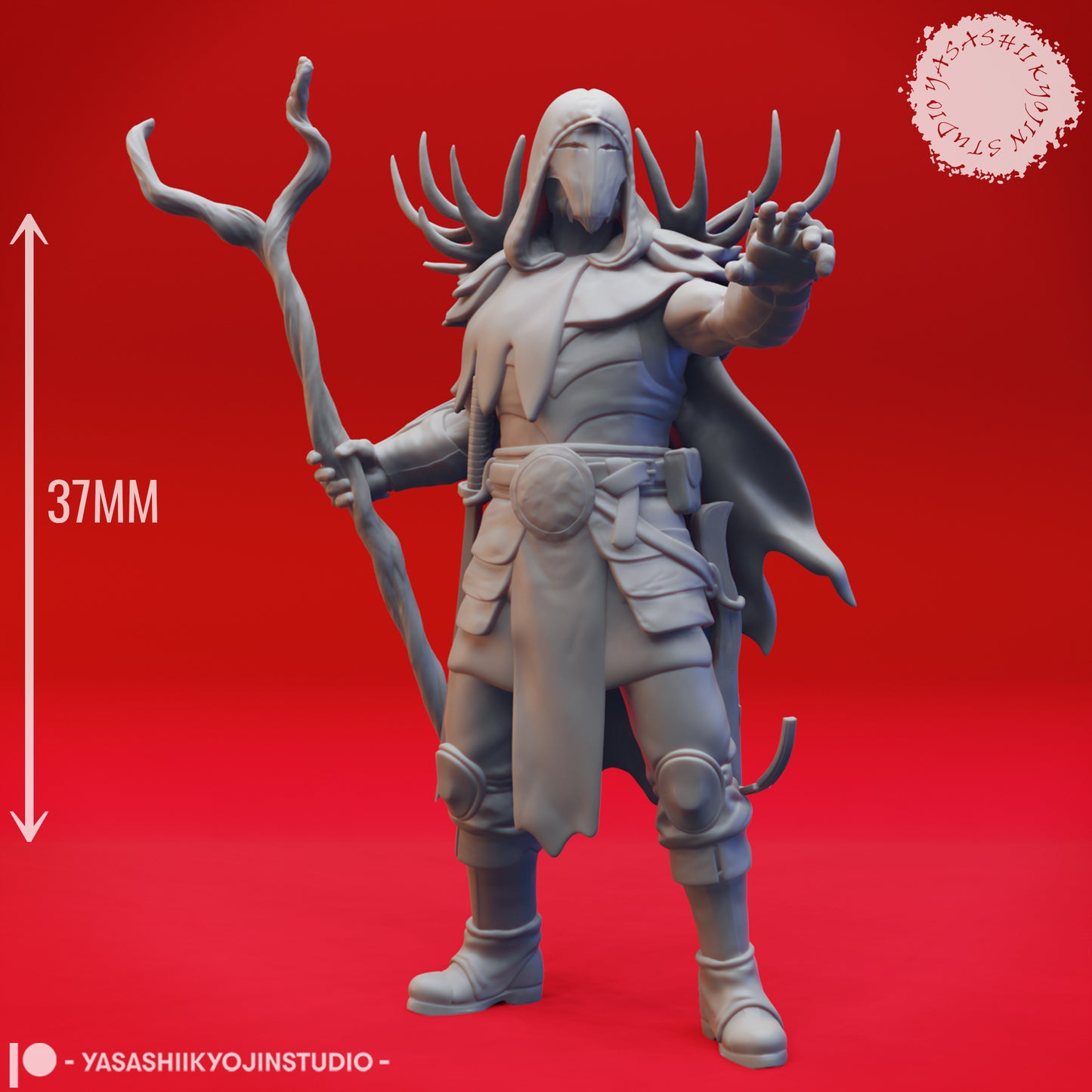 Druid - Lvl 10 - Human Male - 3D Printed Mini for Tabletop Gaming, Dungeons and Dragons, Pathfinder, Kings of War and other RPG's