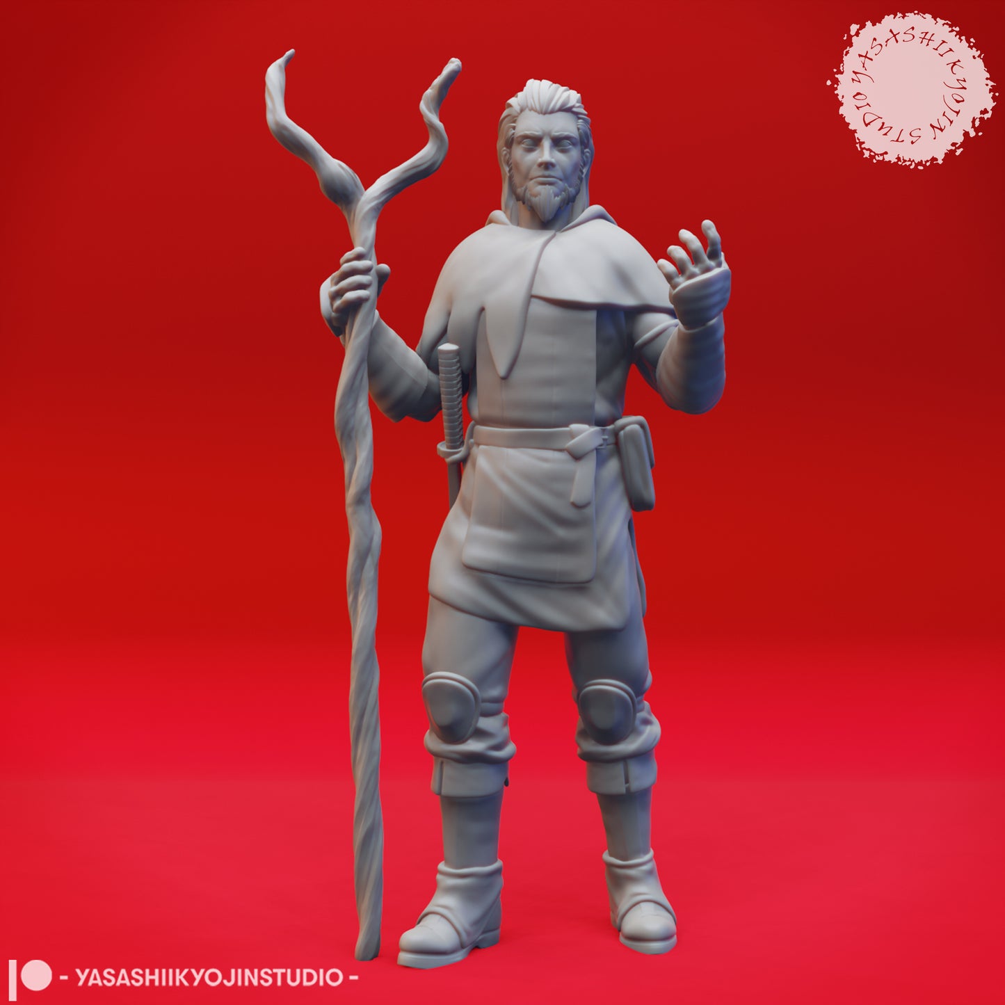Druid - Lvl 1 - Human Male - 3D Printed Mini for Tabletop Gaming, Dungeons and Dragons, Pathfinder, Kings of War and other RPG's