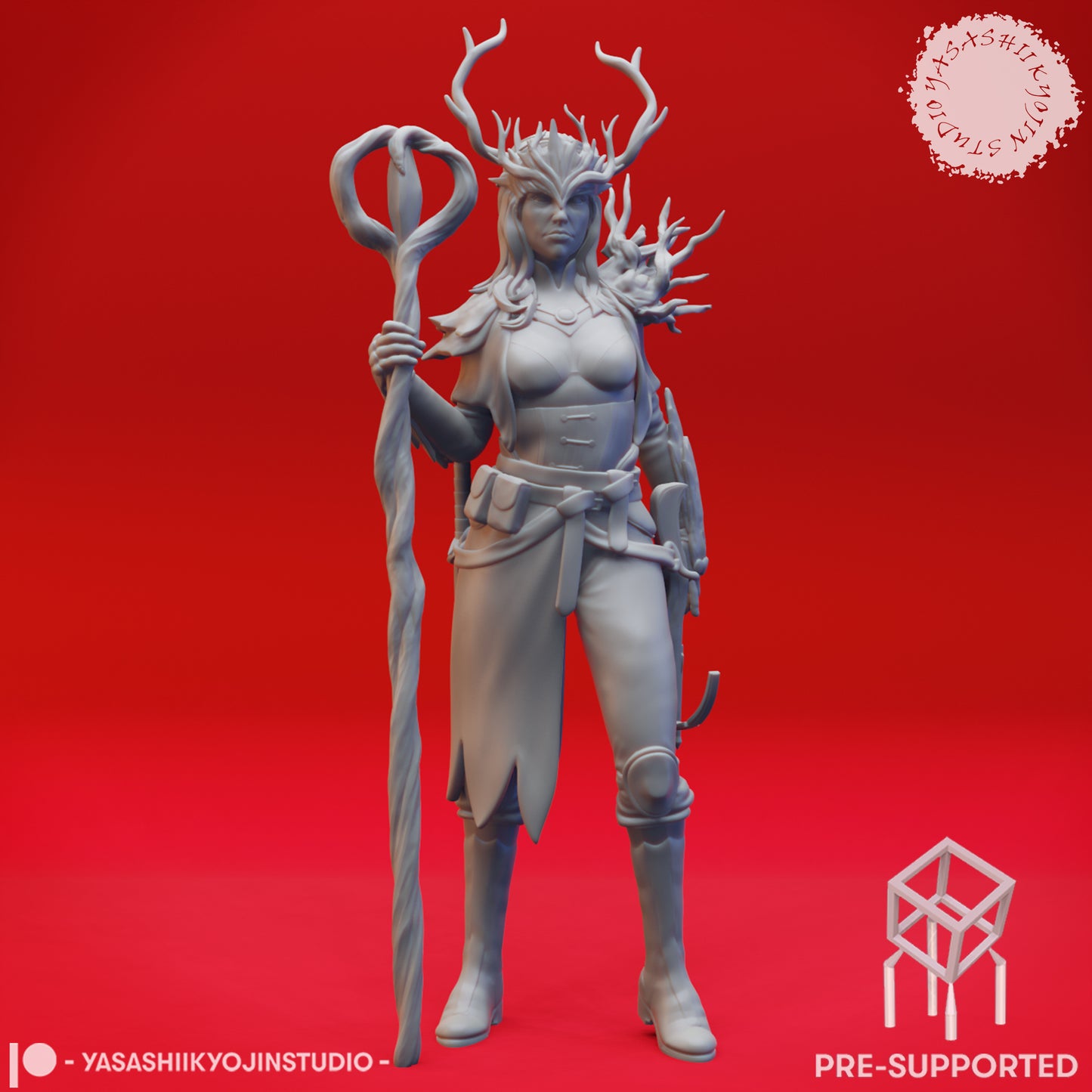 Druid - Human Female - Lvl 10 - Tabletop Miniatures (Pre-Supported)