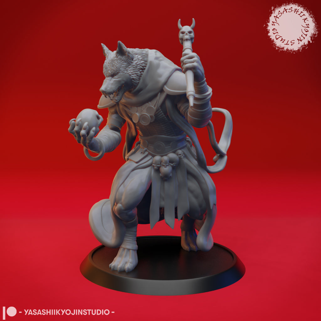 Coyote Necromancer - 3D Printed Mini for Tabletop Gaming, Dungeons and Dragons, Pathfinder, Kings of War and other RPG's