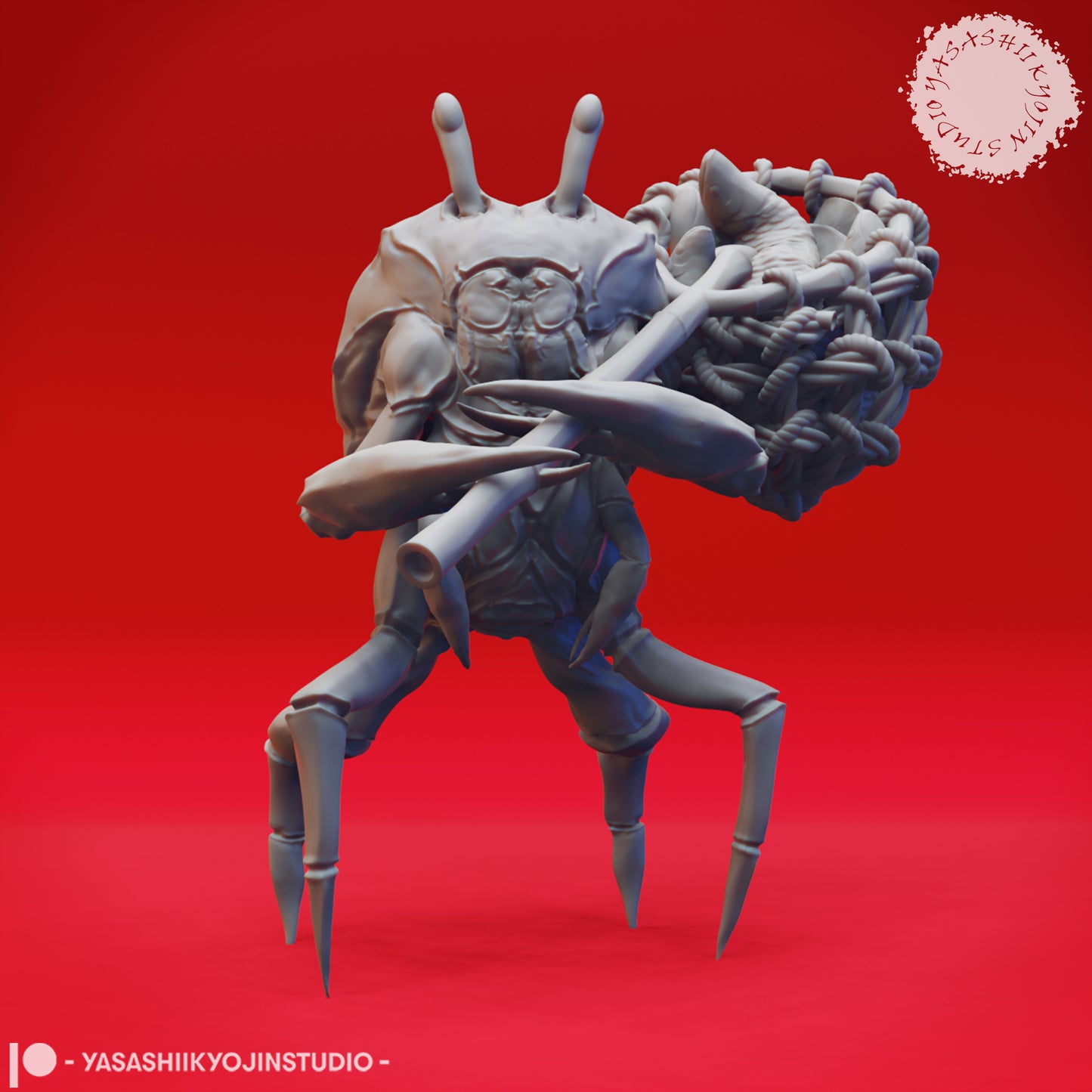 Crabfolk - Fisher - 3D Printed Mini for Tabletop Gaming, Dungeons and Dragons, Pathfinder, Kings of War and other RPG's