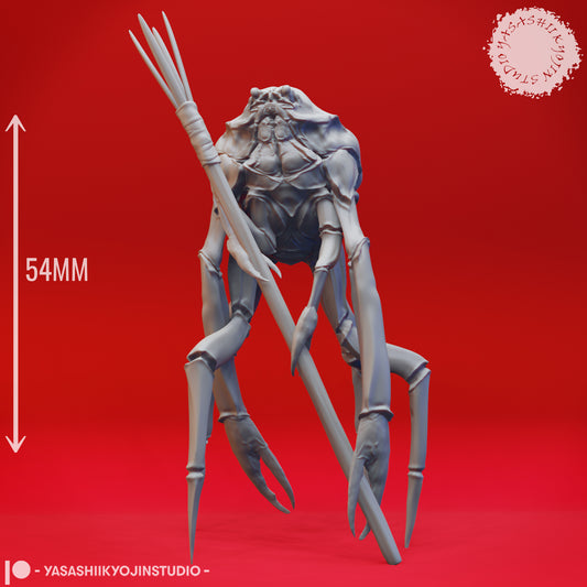 Crabfolk - Spear - 3D Printed Mini for Tabletop Gaming, Dungeons and Dragons, Pathfinder, Kings of War and other RPG's