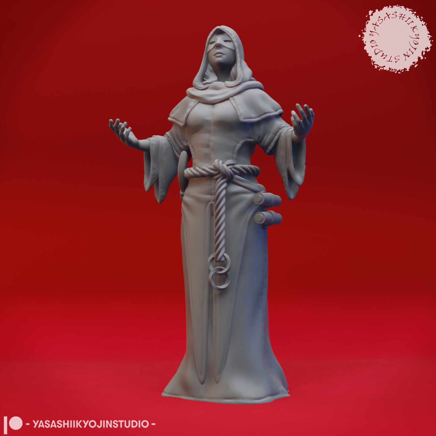 Cultist - Worshipping - 3D Printed Mini for Tabletop Gaming, Dungeons and Dragons, Pathfinder, Kings of War and other RPG's
