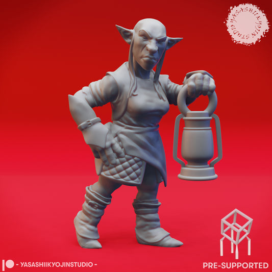 Deep Gnome - Lantern - Tabletop Miniature (Pre-Supported STL)