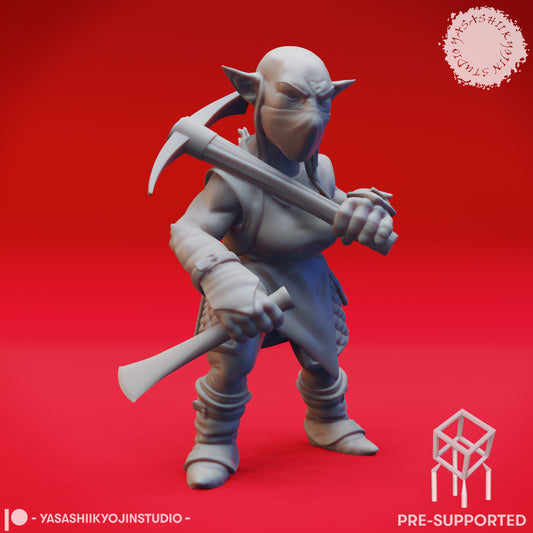 Deep Gnome - Pickaxe - Tabletop Miniature (Pre-Supported STL)