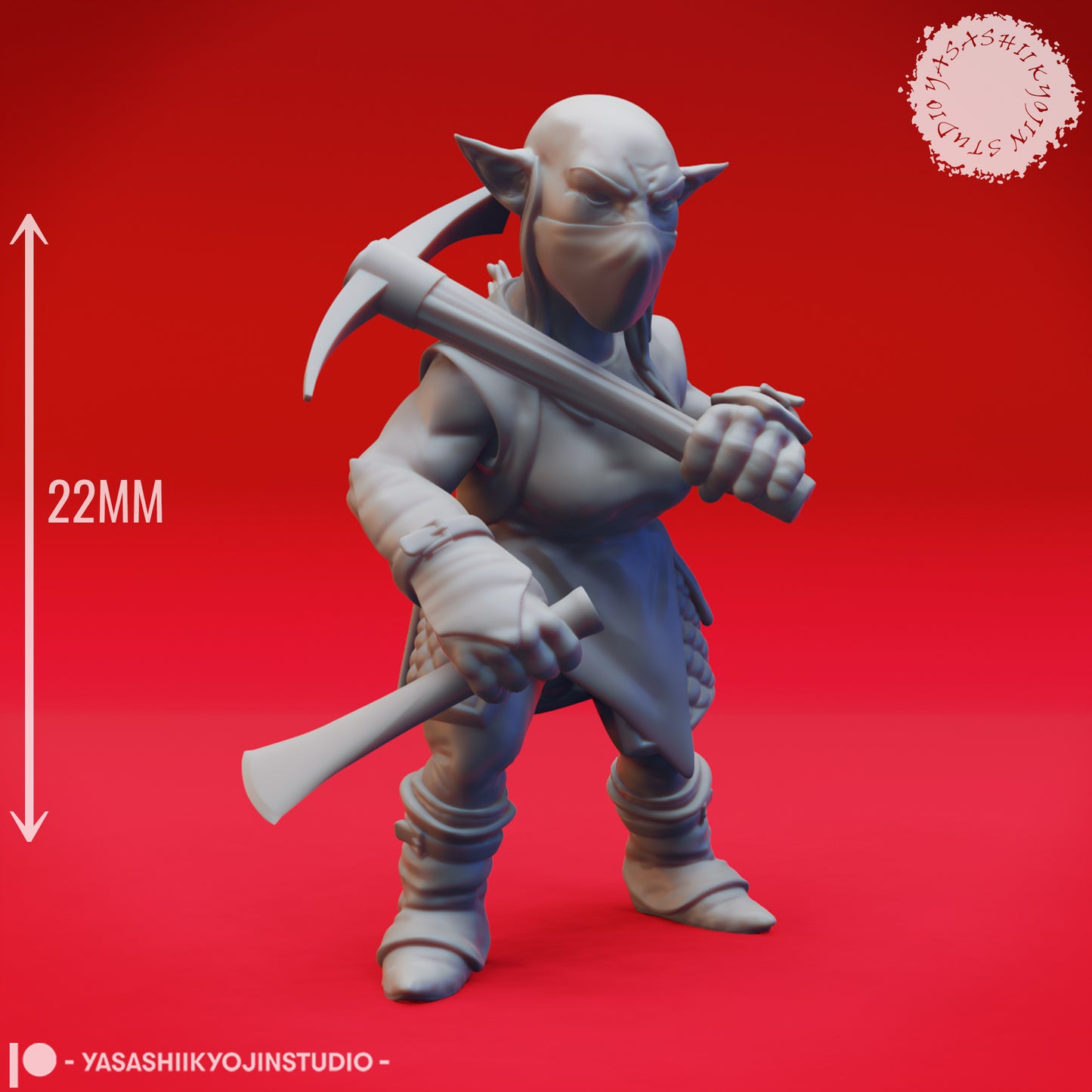 Deep Gnome - Pickaxe - Tabletop Miniature (Pre-Supported STL)