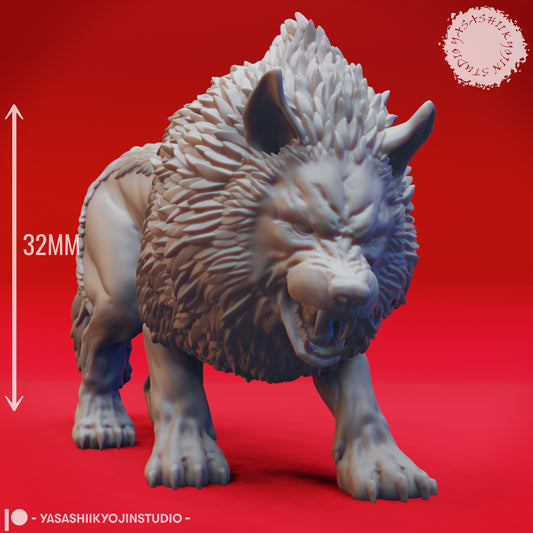Dire Wolf - Snarling - 3D Printed Mini for Tabletop Gaming, Dungeons and Dragons, Pathfinder, Kings of War and other RPG's