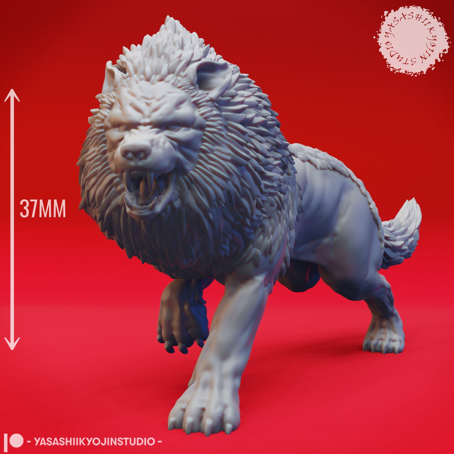 Dire Wolf - Charging - Tabletop MIniature (Pre-Supported STL)