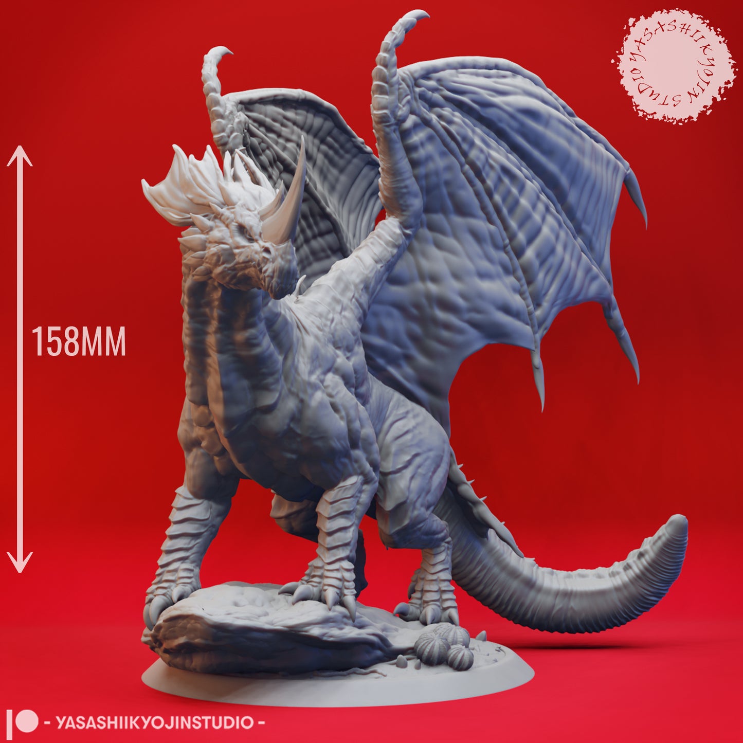 Dragon - Adult Blue - 3D Printed Mini for Tabletop Gaming, Dungeons and Dragons, Pathfinder, Kings of War and other RPG's
