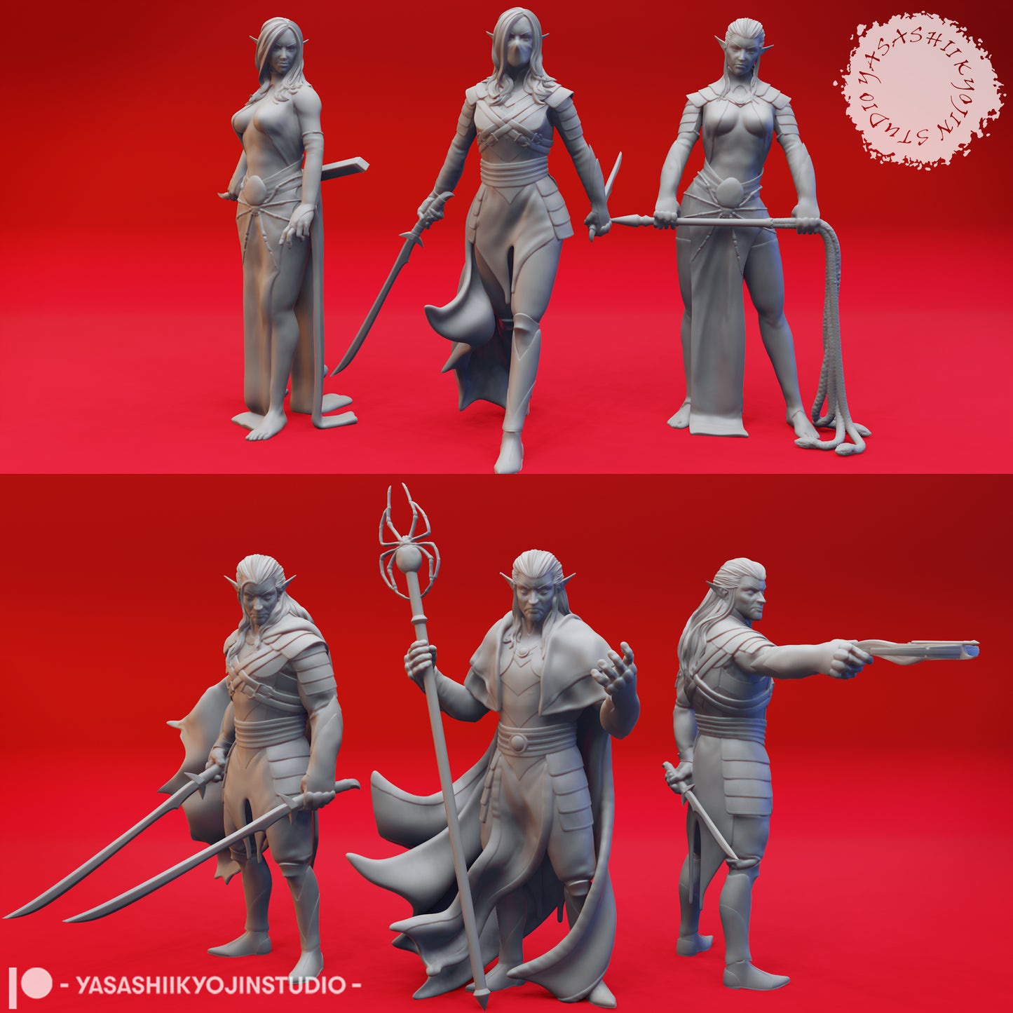 Eclipse of Drow - Bundle - 3D Printed Minis for Tabletop Gaming, Dungeons and Dragons, Pathfinder, Kings of War and other RPG's