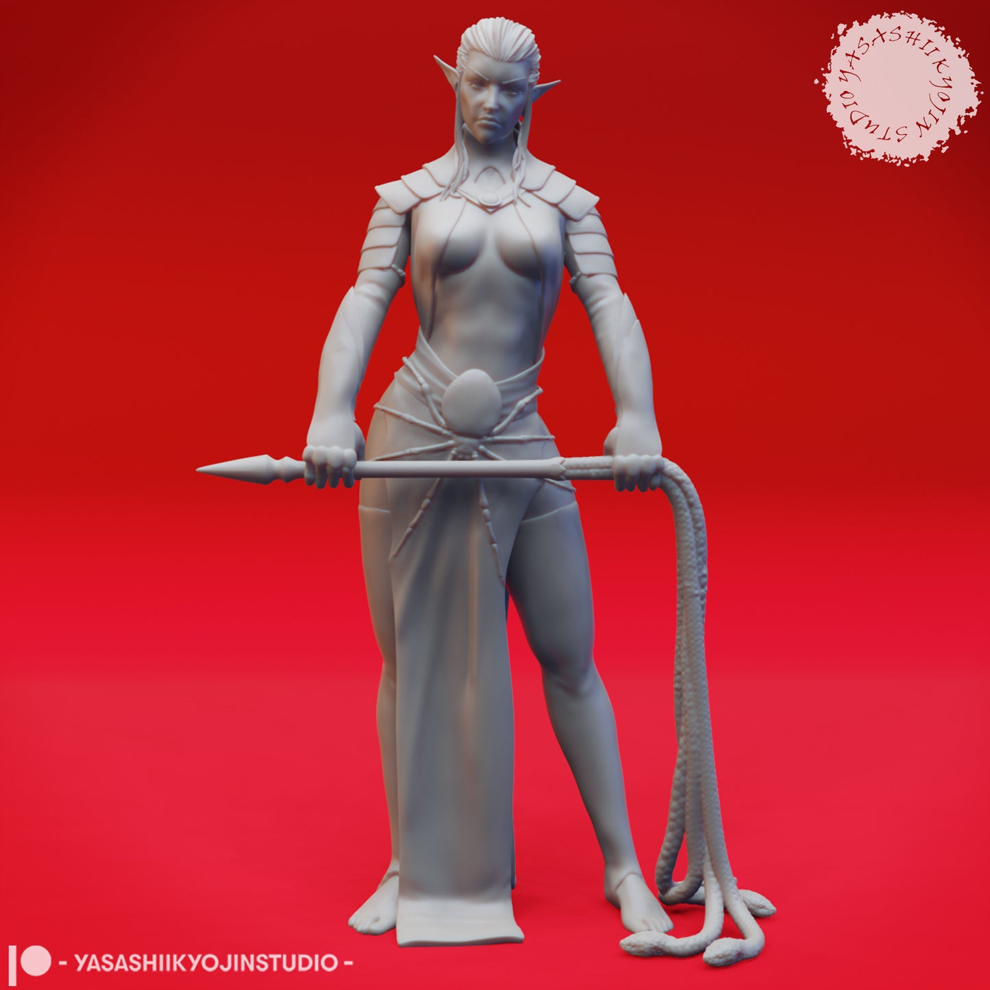 Drow - Snake Whip - 3D Printed Mini for Tabletop Gaming, Dungeons and Dragons, Pathfinder, Kings of War and other RPG's
