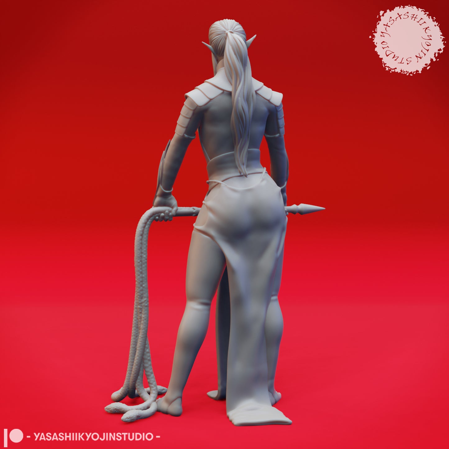 Drow - Snake Whip - 3D Printed Mini for Tabletop Gaming, Dungeons and Dragons, Pathfinder, Kings of War and other RPG's