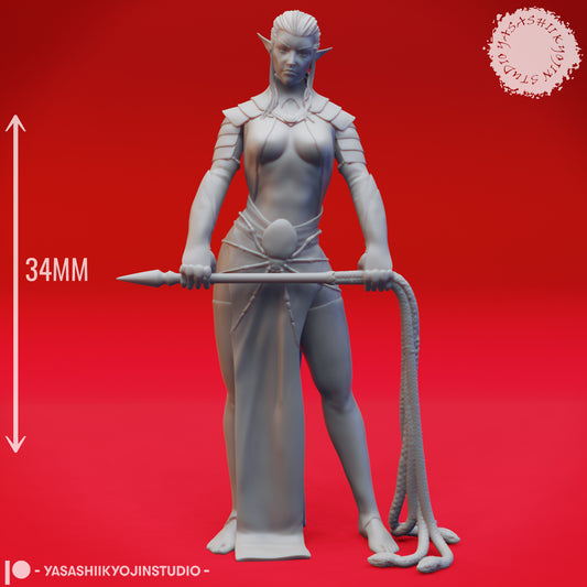 Drow - Snake Whip - 3D Printed Mini for Tabletop Gaming, Dungeons and Dragons, Pathfinder, Kings of War and other RPG's