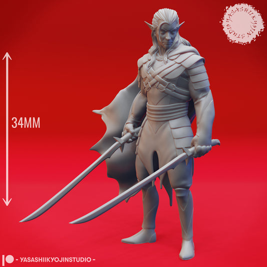 Drow - Ranger - 3D Printed Mini for Tabletop Gaming, Dungeons and Dragons, Pathfinder, Kings of War and other RPG's