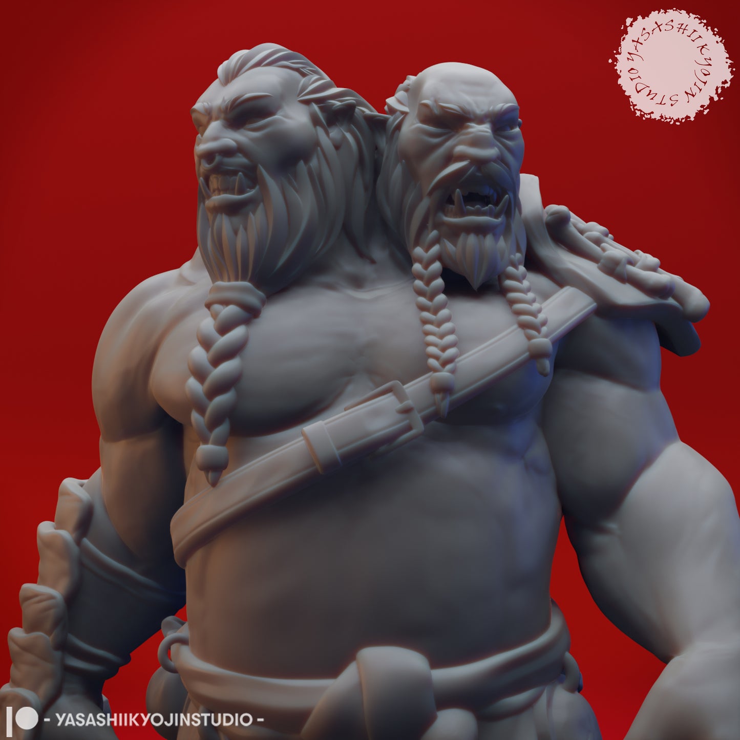 Ettin - 3D Printed Mini for Tabletop Gaming, Dungeons and Dragons, Pathfinder, Kings of War and other RPG's