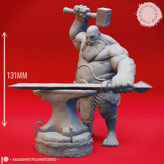 Fire Giant - Blacksmith - 3D Printed Mini for Tabletop Gaming, Dungeons and Dragons, Pathfinder, Kings of War and other RPG's