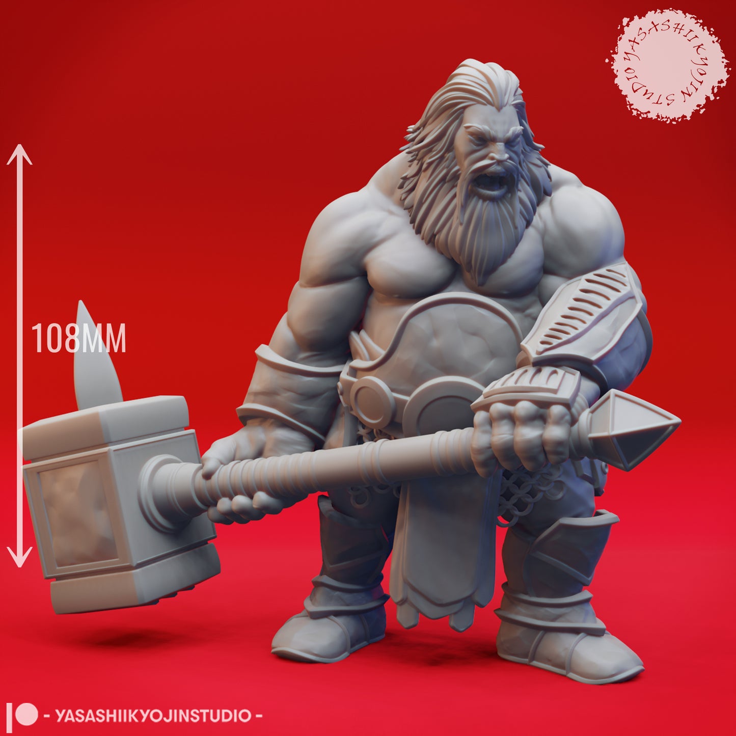 Fire Giant - War Hammer - 3D Printed Mini for Tabletop Gaming, Dungeons and Dragons, Pathfinder, Kings of War and other RPG's