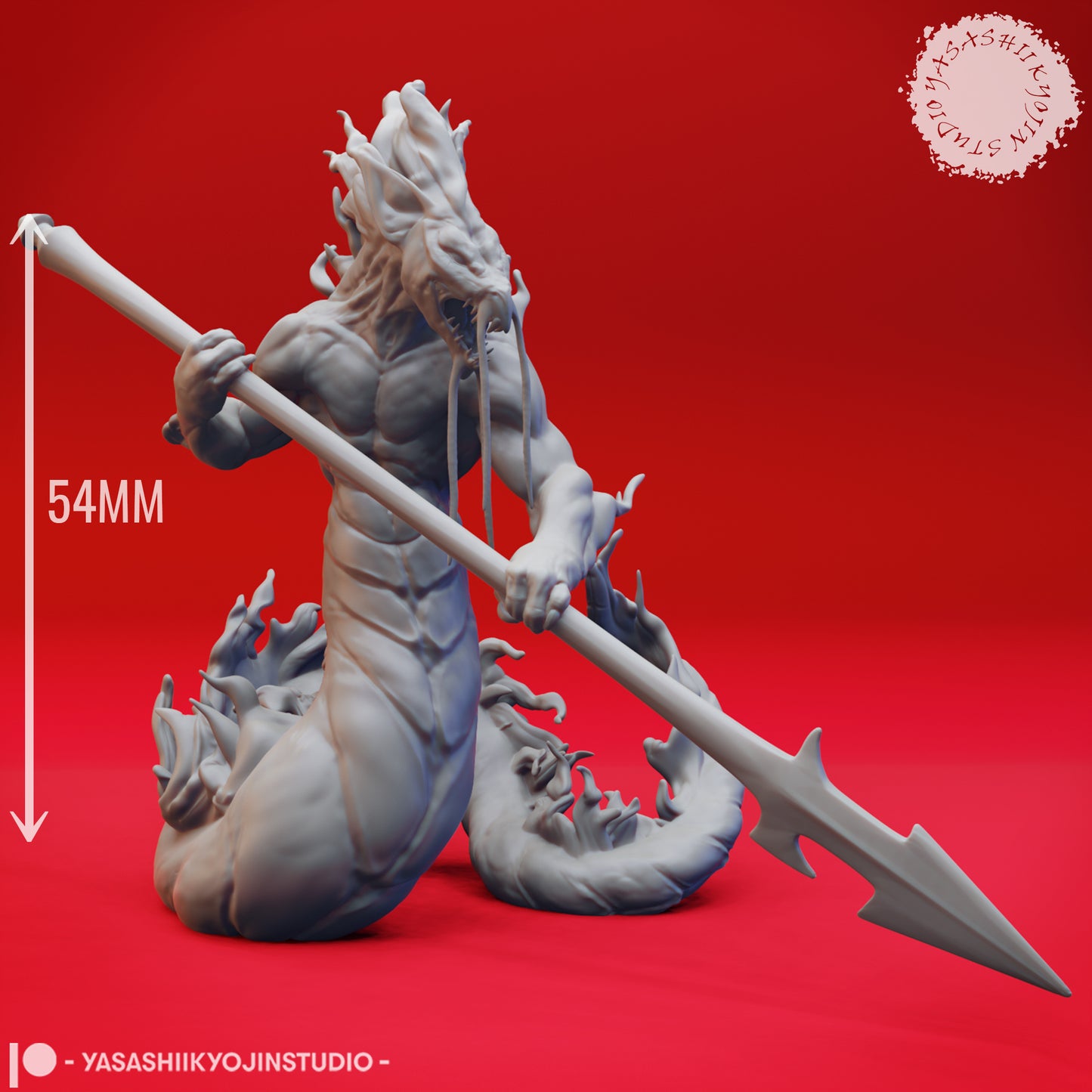 Flame Salamander - Attacking - 3D Printed Mini for Tabletop Gaming, Dungeons and Dragons, Pathfinder, Kings of War and other RPG's